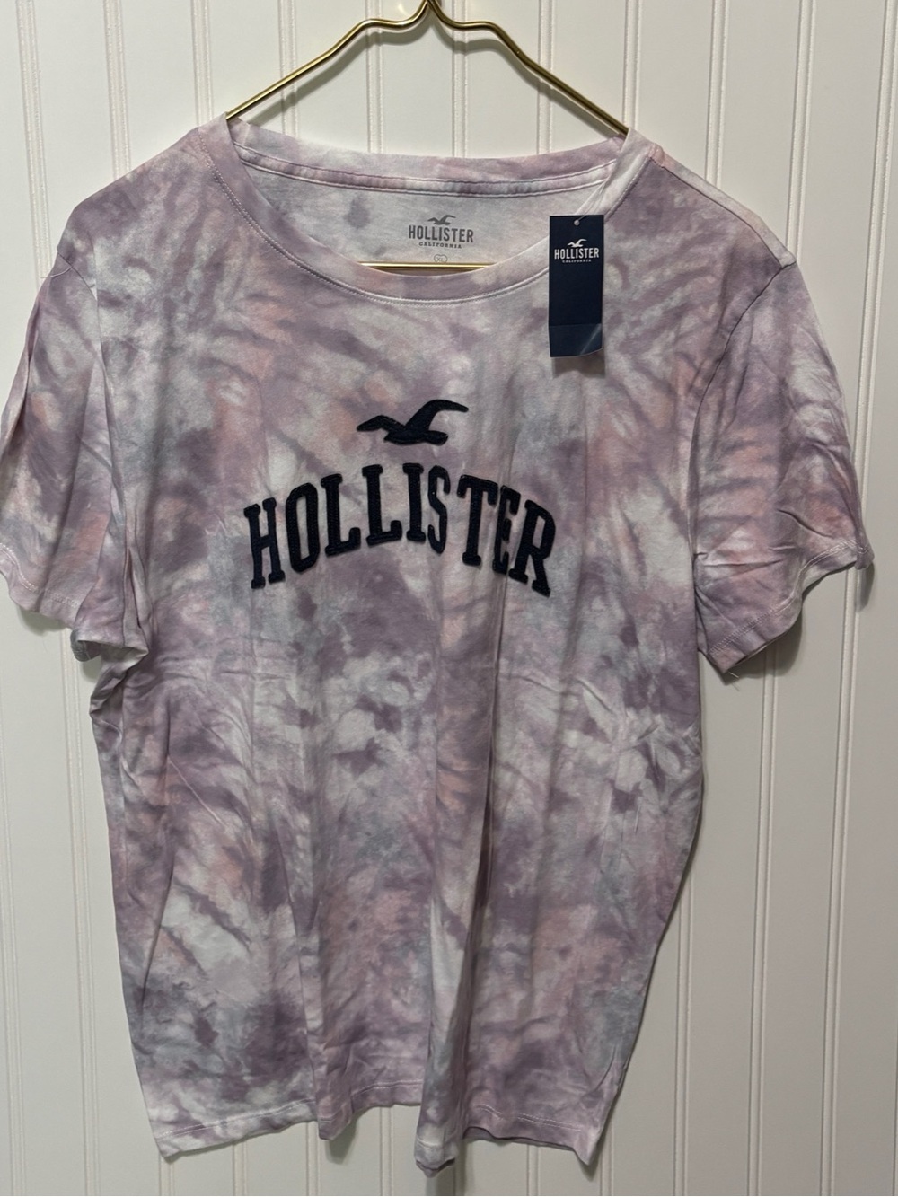 HOLLISTER Purple Tie Dye Short Sleeve Tee T Shirt Womens Size Extra Large XL NEW